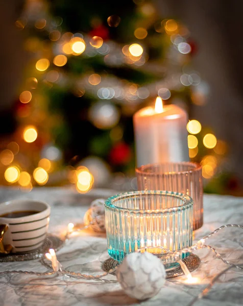 Décoration Noël Avec Bougies Bougies — Photo