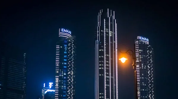 Νυχτερινή Άποψη Της Πόλης Ντουμπάι — Φωτογραφία Αρχείου