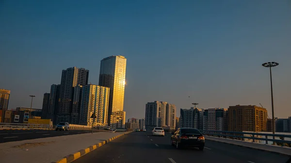 Sharjah Uae Junho 2022 Edifícios Modernos Praia — Fotografia de Stock
