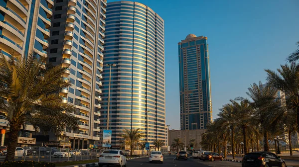 Sharjah Uae June 2022 Nowoczesne Budynki Plaży — Zdjęcie stockowe