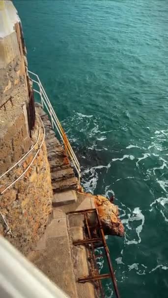 Aerial View Coast Atlantic Ocean Mediterranean Sea — Video