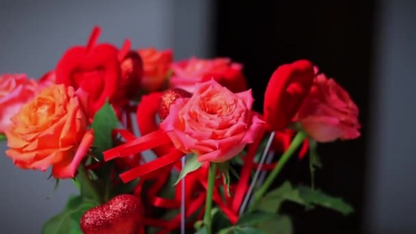 Roses Red Hearts Bouquet Roses Hearts Valentine Day Bouquet Roses — Wideo stockowe