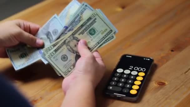 Coins Hand Person Calculator Money Accounting Coins — Stock video