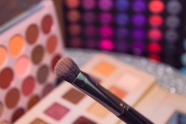 Cosmetic.Makeup.Eye-shadow with blush with pink powder.