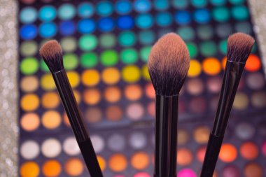 Cosmetic.Makeup.Eye-shadow with blush with pink powder.