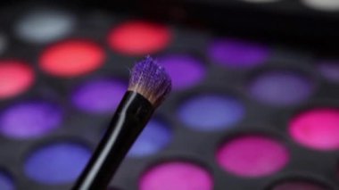 make up palette with brushes, Make up palette set. Professional multicolor eyeshadow palette. Makeup. Professional multicolor eyeshadow make-up palette background, close-up.