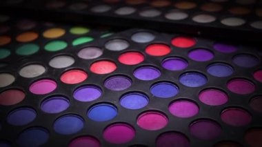 make up palette with brushes, Make up palette set. Professional multicolor eyeshadow palette. Makeup. Professional multicolor eyeshadow make-up palette background, close-up.