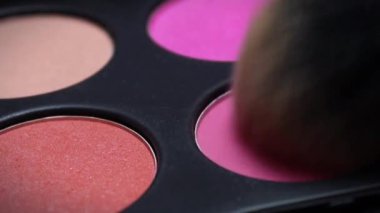 make up palette with brushes, Make up palette set. Professional multicolor eyeshadow palette. Makeup. Professional multicolor eyeshadow make-up palette background, close-up.