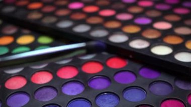 Make up palette set. Professional multicolor eyeshadow palette. Makeup. Professional multicolor eyeshadow make-up palette background, close-up.