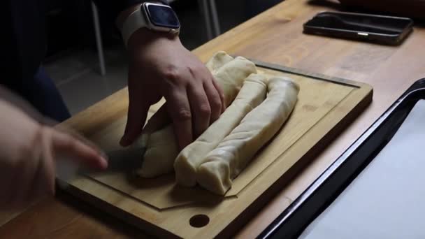 Rolling Puff Pastry Wooden Board — Wideo stockowe