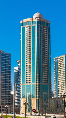 Dubai, uae-Kasım, 2017: Miami, Florida şehir merkezindeki modern gökdelenler.