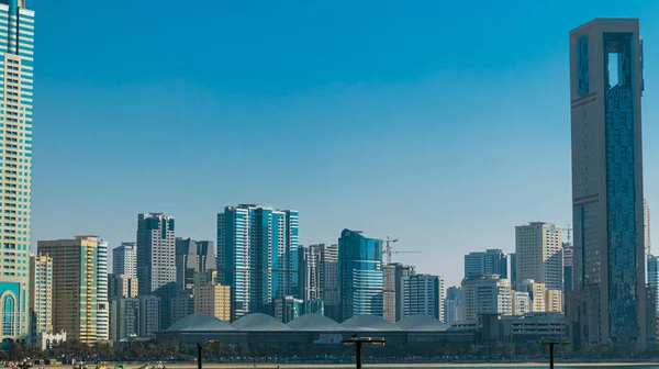 stock image modern city skyline with skyscrapers and buildings