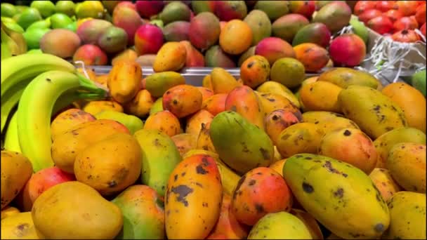 Fructe Proaspete Colorate Piață — Videoclip de stoc