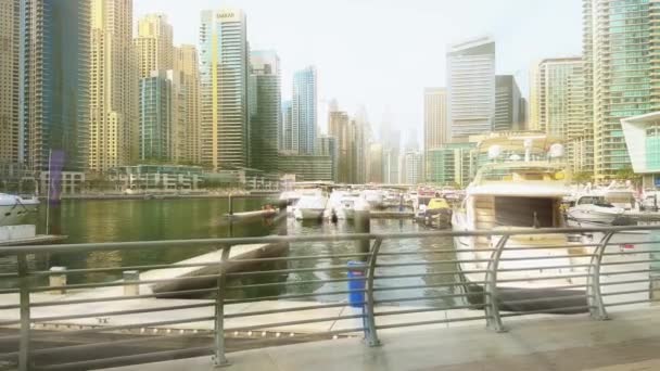 Dubai Área Marina Caminhada Pela Cidade Caminhada Pela Marina Passeio — Vídeo de Stock