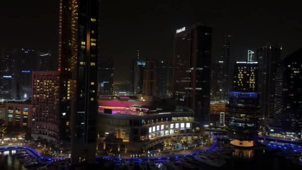 Сучасне Місто Вночі Вид Дубай Марина Вночі Високоякісні Кадри — стокове відео