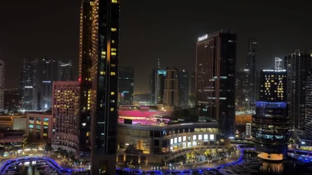 Сучасне Місто Вночі Вид Дубай Марина Вночі Високоякісні Кадри — стокове відео