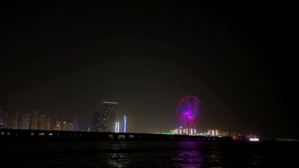 Modern Stad Natten Dubai Marina Utsikt Natten Högkvalitativ Film — Stockvideo
