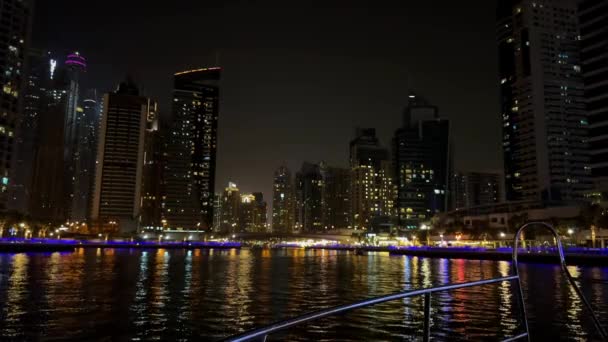 Città Moderna Notte Dubai Marina Vista Notte Filmati Alta Qualità — Video Stock