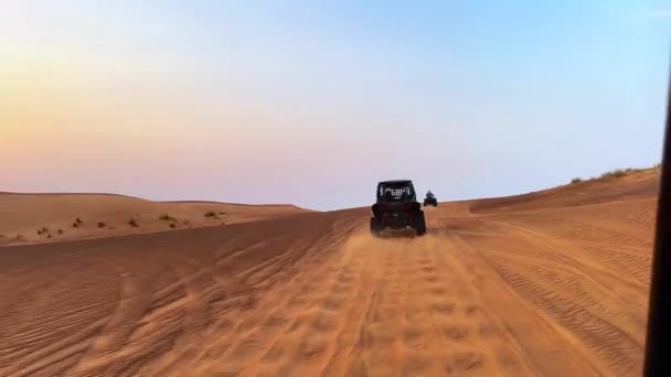 Sabbia Estrema Passeggino Nel Deserto Tramonto Nel Deserto Filmati Alta — Video Stock