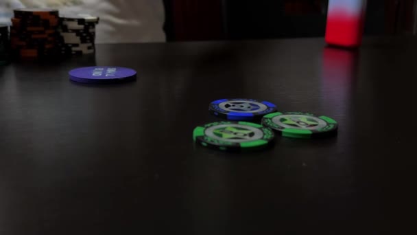 Стек Гральних Карт Покерному Столі Казино Високоякісні Кадри — стокове відео