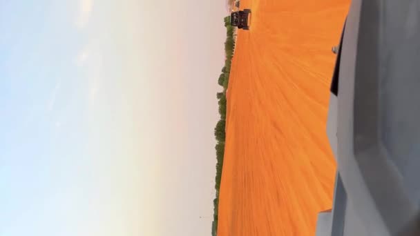 Экстремальная Езда Песке Катание Колясках Пустыне Закат Пустыни Высококачественные Кадры — стоковое видео