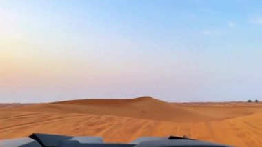 Gün batımında çölde at arabaları sürmek. Yüksek kaliteli FullHD görüntüler