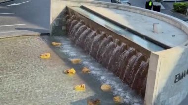 Beyaz yastık ve yatakta havludan yapılmış kuğu, romantik süslemeler. 