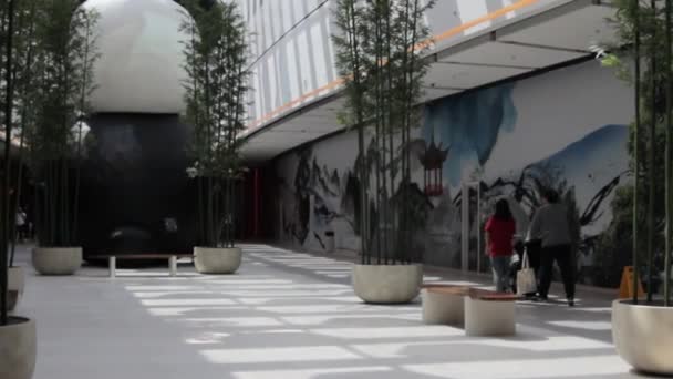 Visitantes Del Centro Comercial Gente Entra Casa Cambio Imágenes Alta — Vídeo de stock