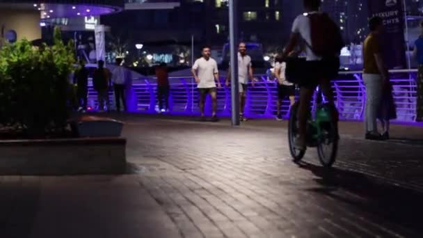 Yoldan Geçenler Gece Gezinti Güvertesinde Yürürler Yüksek Kalite Görüntü — Stok video