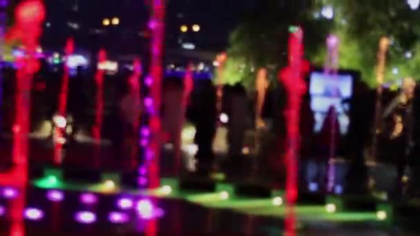 Musical Fountain Plays Night Blur High Quality Footage — Stock Video