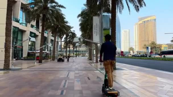 Ντουμπάι Πόλη Αστικό Τοπίο Κατά Διάρκεια Της Ημέρας Ουρανοξύστες Μπλε — Αρχείο Βίντεο