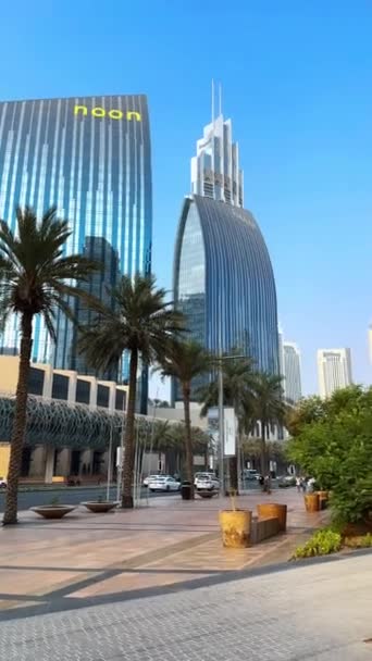 Pohled Město Dubaj Moderní Město Modrá Obloha Výškovými Budovami Město — Stock video