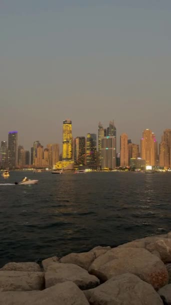 Dubai Marina Vid Solnedgången — Stockvideo
