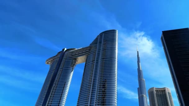 Moderní Mrakodrapy Městě Dubaj Sjednocené Arabské Emiráty — Stock video