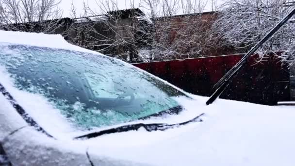 Автомобіль Вкритий Льодом Взимку — стокове відео