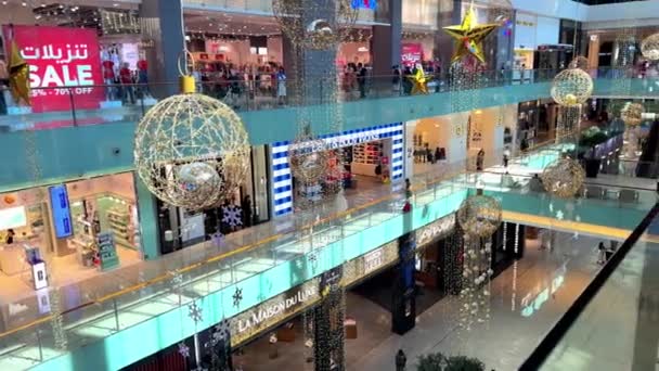 Christmas Decorations City Mall — Stockvideo