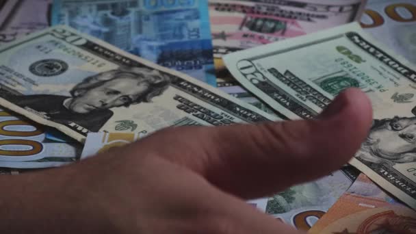 Man Hand Money — стоковое видео