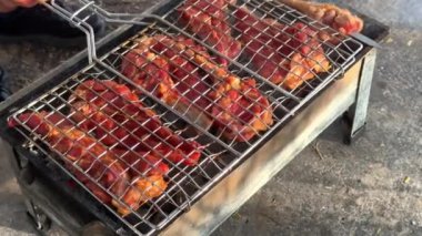 ızgarada barbekü yapmak, pişirmek, barbekü, et, et, sebze, sebze,