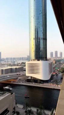 Dubai Marina 'da akşam, 4K kalite. Yüksek kalite 4k görüntü