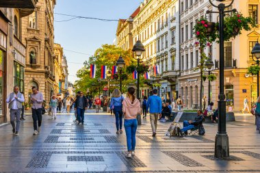 Kalabalık kalabalıklar kavşaktaki kalabalık yaya geçidinde yürüyorlar. Yüksek kalite fotoğraf