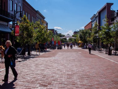 Church Street, yayalar için, Burlington şehir merkezinde, Vermont, ABD.