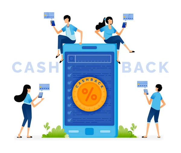 Vektor Illustration Von Discount Programmpunkten Und Cashback Aus Transaktionen Einkäufen — Stockvektor