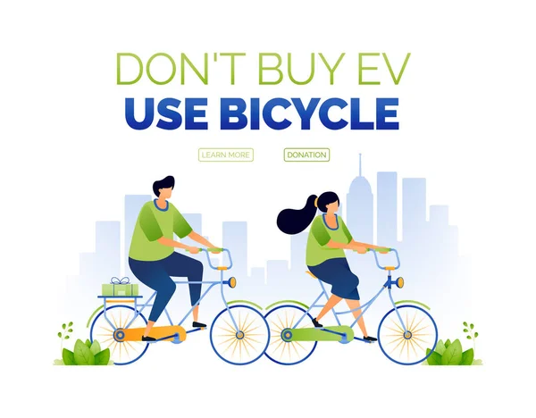 Ілюстрації Кампанії Купують Використовують Велосипед Підтримувати Екологічно Чисту Нульову Емісію — стоковий вектор