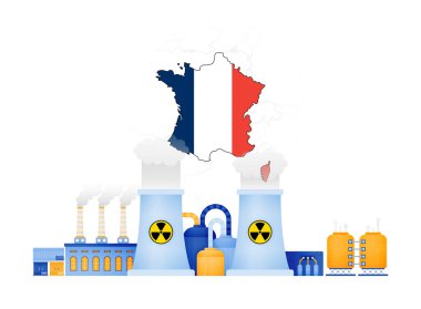 illustration design of Nuclear campaign in France makes less carbon emissions for electricity energy. zero emission renewable nuclear. can be used for website, advertisement, poster, brochure, flyer