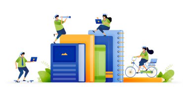 Vector illustration of investing in knowledge. Stacks of books and scholarships. Building a better education future. Growth of educational development. Can use for ad, poster, campaign, website, apps