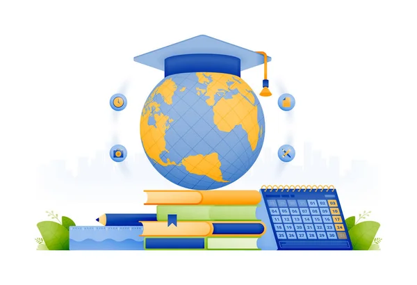 Illustration Gestaltung Von Bildungsstipendien Mit Internationaler Finanzierung Studienbeihilfe Registrierungsplan Für — Stockvektor
