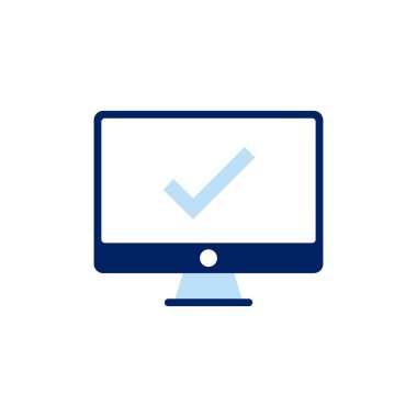 Güvenli onaylanmış ve doğrulanmış veriler için tikli bilgisayar yazılımı vektör simgesi kavramı. Geliştirme, teknoloji ve eğitim için kullanılabilir. Web, web sitesi, poster ve uygulamalara uygulanabilir