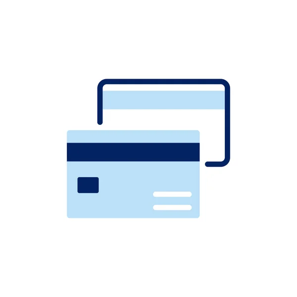Vector Icono Concepto Dos Tarjetas Crédito Cajeros Automáticos Apilados Uno — Archivo Imágenes Vectoriales