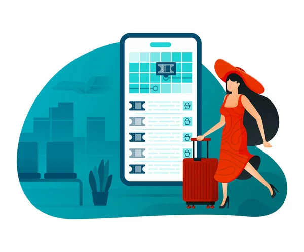 Ilustrasi Untuk Aplikasi Pembelian Tiket Airline Untuk Situs Web Web - Stok Vektor
