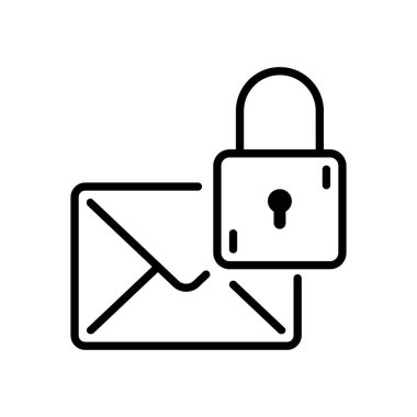 E- posta ve kilit için satır biçimi Simgesi tasarımı. Uygulama, el ilanı, web sitesi ve internet için kullanılabilir
